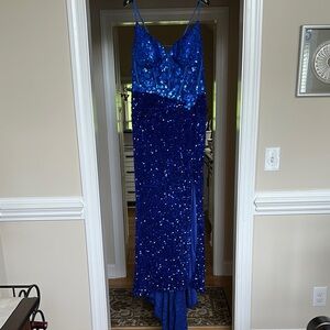 Blue Sequin Gown NWOT
